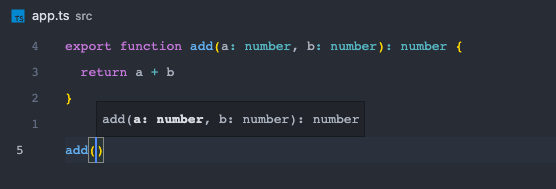 Add function in TypeScript